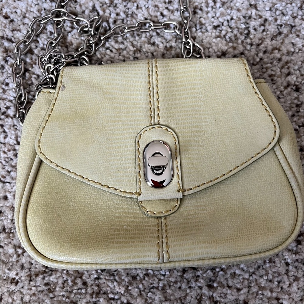 Banana Republic Womens Mini Handbag Purse Silver Chain Crossbody Leather